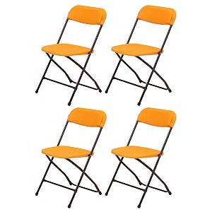 supreme furniture amity folding chair  polypropylene plastic chair with metal frame  lightweight amp durable armless chair for home office garden cafeteria amp restaurant  set of 4  papaya orange