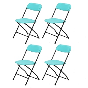 supreme furniture amity folding chair  polypropylene plastic chair with metal frame  lightweight amp durable armless chair for home office garden cafeteria amp restaurant  set of 4  aqua blue