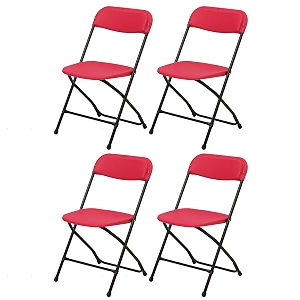 supreme furniture amity folding chair  polypropylene plastic chair with metal frame  lightweight amp durable armless chair for home office garden cafeteria amp restaurant  set of 4  pink