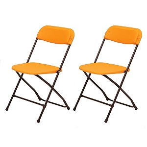 supreme furniture amity folding chair  polypropylene plastic chair with metal frame  lightweight amp durable armless chair for home office garden cafeteria amp restaurant  set of 2  papaya orange