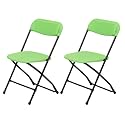 Supreme Furniture Amity Folding Chair | Polypropylene Plastic Chair with Metal Frame | Lightweight &amp; Durable Armless Chair for Home, Office, Garden, Cafeteria &amp; Restaurant | Set of 2 | Parrot Green