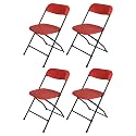 Supreme Furniture Amity Polypropylene with Metal Frame Folding Without Arm Chair Suitable for Home, Office, Hospital, Garden, Cafeteria, Restaurant, Hotel, Indoor & Outdoor (Set of 4, Red)