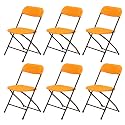 Supreme Furniture Amity Polypropylene With Metal Frame Folding Without Arm Chair Suitable for Home, Office, Hospital, Garden, Cafeteria, Restaurant, Hotel, Resort, Indoor &amp; Outdoor (Set of 6, Papaya Orange)