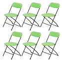 Supreme Furniture Amity Polypropylene With Metal Frame Folding Without Arm Chair Suitable for Home, Office, Hospital, Garden, Cafeteria, Restaurant, Hotel, Resort, Indoor &amp; Outdoor (Set of 6, Parrot Green)