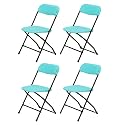 Supreme Furniture Amity Folding Chair | Polypropylene Plastic Chair with Metal Frame | Lightweight &amp; Durable Armless Chair for Home, Office, Garden, Cafeteria &amp; Restaurant | Set of 4 | Aqua Blue