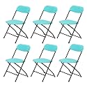 Supreme Furniture Amity Polypropylene With Metal Frame Folding Without Arm Chair Suitable for Home, Office, Hospital, Garden, Cafeteria, Restaurant, Hotel, Resort, Indoor &amp; Outdoor (Set of 6, Aqua Blue)