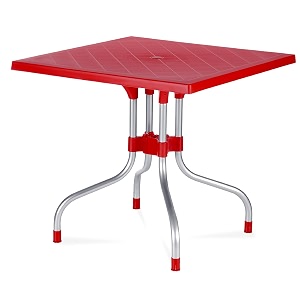 supreme furniture olive foldable square plastic dining table  40 months warranty  for dining study office work from home restaurant cafeteria indoor amp outdoor use  set of 1  red
