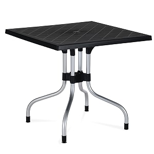 supreme furniture olive foldable square plastic dining table  40 months warranty  for dining study office work from home restaurant cafeteria indoor amp outdoor use  set of 1  black