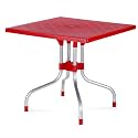 Supreme Furniture Olive Foldable Square Plastic Dining Table | 40 Months Warranty | for Dining Study Office Work from Home Restaurant Cafeteria Indoor &amp; Outdoor Use | Set of 1 | Red