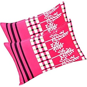 beautiful microfiber printed pillow cover- set of 1- 17x27 in inches pack of 2 pcs in a box pink