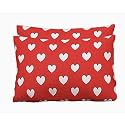 Beautiful Microfiber Printed Pillow Cover- (Set of 1)- 17x27 in inches (Pack of 2 Pcs in a Box). (Red &amp; White)