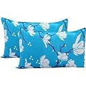 Beautiful Microfiber Printed Pillow Cover- (Set of 1)- 17x27 in inches (Pack of 2 Pcs in a Box). (Blue &amp; White)