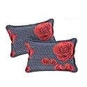 Beautiful Microfiber Printed Pillow Cover- (Set of 1)- 17x27 in inches (Pack of 2 Pcs in a Box). (Black &amp; Red)