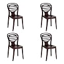 Supreme Oak Armless Plastic Chair for Home, Office and Dining Table (Set of 4, Globus Brown)