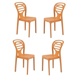 supreme oak armless plastic chairs set of 4 gold