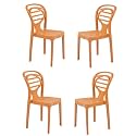 Supreme Oak Armless Plastic Chairs (Set of 4, Gold)