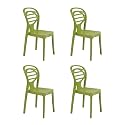 Supreme Oak Set of 4 Chairs (Mehandi Green)