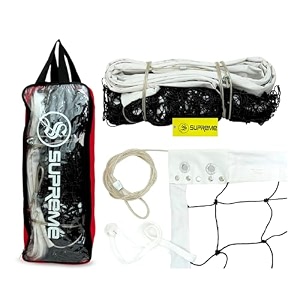 supreme volleyball net thick nylon with iron wire tournament-competition quality black white