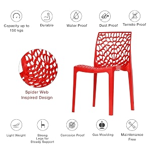 web armless designer plastic outdoor chair  iso certified company red set of 1