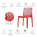 Web Armless Designer Plastic Outdoor Chair | ISO Certified Company (Red, Set of 1)