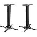 suptek Black Projector Ceiling Mount Bracket Fits Flat or Sloped Ceiling Height Adjustable with Extendable Length for LCD/DLP Projector Mount (PR05B) (Pack of 2)