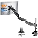 suptek Single Monitor Arm, Monitor Desk Mount for 17-35 Inch Flat &amp; Curved Monitors up to 24.25 lbs, VESA 75x75/100x100, C-Clamp &amp; Grommet, Suits Office/Standing/Glass/Home Office desks