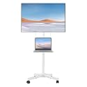 suptek White Mobile TV Cart for 21-60 Inch LCD LED Flat/Curved Panel Screen TVs Max VESA 400x400 with Laptop Shelf Holds up to 77lbs, White, ML55BW