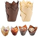 Supvox Cupcake Cups 5cm 100Pcs Greaseproof Tulip Muffin Liners Baking Use