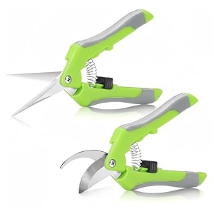 supvox 2pcs gardening scissor plant cutter for garden pruning cutter scissor for potted plant stainless steel cutting scissors with safety lock gardening cutting tool kit for home garden