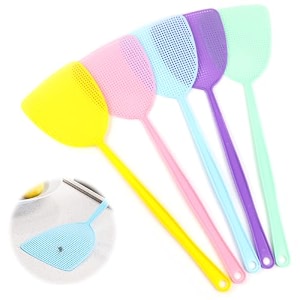supvox 5pcs fly swatter plastic 175 inch long handle flexible grid