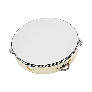 supvox 8 inch tambourine drum bell hand held wooden jingles percussion musical instrument educational toy for party kids games