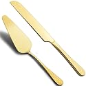 Supvox Stainless Steel Cake Cutting Knife and Server Set of 2, Gold