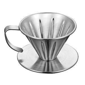 supvox pour over coffee dripper stainless steel single cone portable use
