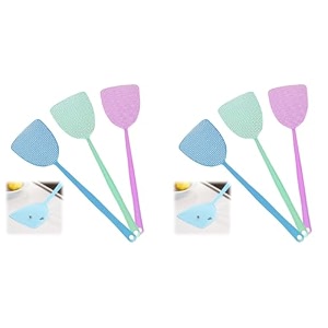 supvox mosquito swatter plastic 175-inch long handle 6 pcs 3 colors