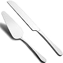 Supvox® Set of 2 Cake Cutting Knife Set, Elegant Stainless Steel Cake Knife and Cake Server Set, Cake Cutter and Pie Spatula for Birthday Anniversary Christmas Gift (Silver)