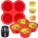Supvox® Silicone Muffin Cup Mold 5.5cm Dia Cupcake Mold, 4-Cavity Design, Food Grade Heat Resistant Silicone Baking Mini Cake Mold for Air Fryer, Oven, 13.7cm x 13.7cm
