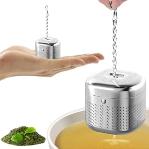 supvox tea infuser cube 304 stainless steel strainer hook chain fine mesh