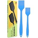 SURDOCA Silicone Pastry Basting Brush - 2Pcs 10 + 8 in Heat Resistant Brush for Baking Cooking Food, BPA Free Kitchen Brush for Sauce Butter Oil, Stainless Steel Core Design for Barbecue BBQ Grilling