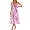 Sureple Midi Dresses for Women 2026 Spring Square Neck Tank Sleeveless A Line Casual Summer Sundresses with Pockets
