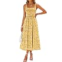 Sureple Midi Dresses for Women 2026 Spring Square Neck Tank Sleeveless A Line Casual Summer Sundresses with Pockets