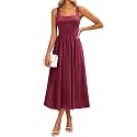 Sureple Midi Dresses for Women 2026 Spring Square Neck Tank Sleeveless A Line Casual Summer Sundresses with Pockets