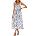 Sureple Midi Dresses for Women 2026 Spring Square Neck Tank Sleeveless A Line Casual Summer Sundresses with Pockets
