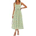 Sureple Midi Dresses for Women 2026 Spring Square Neck Tank Sleeveless A Line Casual Summer Sundresses with Pockets