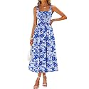 Sureple Midi Dresses for Women 2026 Spring Square Neck Tank Sleeveless A Line Casual Summer Sundresses with Pockets