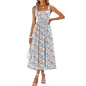 Sureple Midi Dresses for Women 2026 Spring Square Neck Tank Sleeveless A Line Casual Summer Sundresses with Pockets