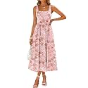 Sureple Midi Dresses for Women 2026 Spring Square Neck Tank Sleeveless A Line Casual Summer Sundresses with Pockets