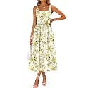 Sureple Midi Dresses for Women 2026 Spring Square Neck Tank Sleeveless A Line Casual Summer Sundresses with Pockets