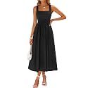 Sureple Midi Dresses for Women 2026 Spring Square Neck Tank Sleeveless A Line Casual Summer Sundresses with Pockets