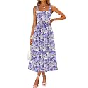 Sureple Midi Dresses for Women 2026 Spring Square Neck Tank Sleeveless A Line Casual Summer Sundresses with Pockets