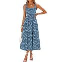 Sureple Midi Dresses for Women 2026 Spring Square Neck Tank Sleeveless A Line Casual Summer Sundresses with Pockets